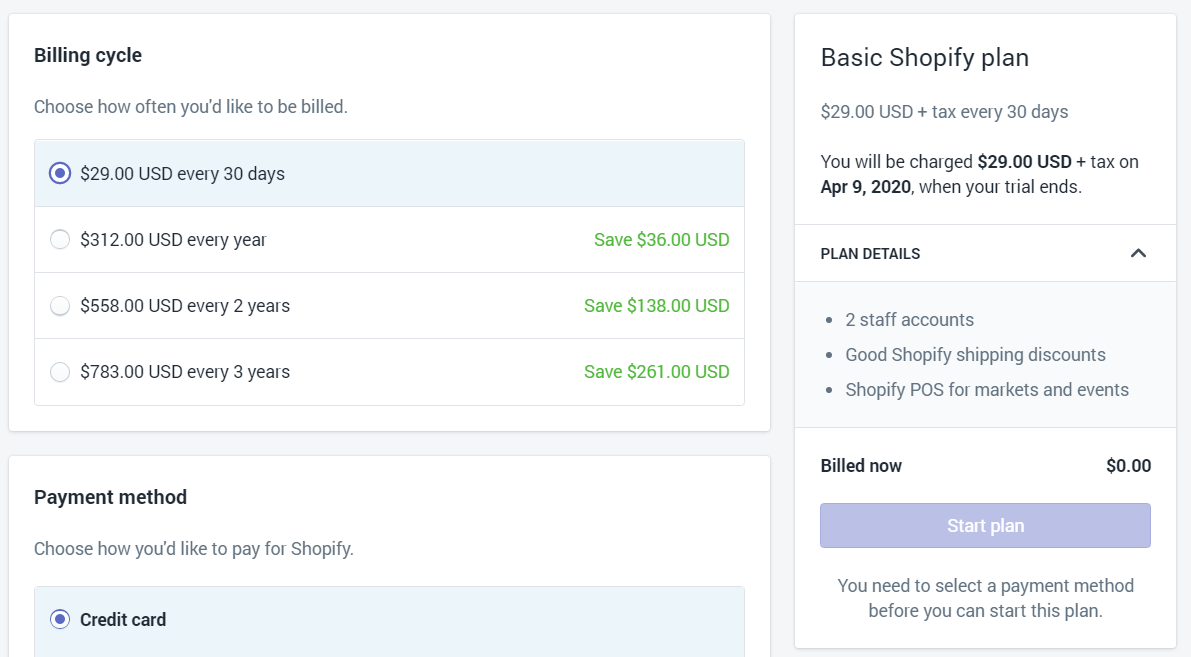 Upgrading shopify plans step 2