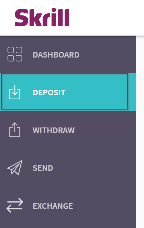 Deposit money to Skrill