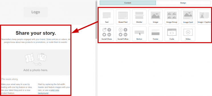 Mailchimp Drag and Drop Feature