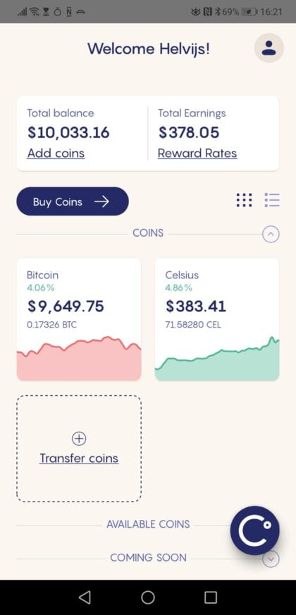 My Celsius Network Wallet