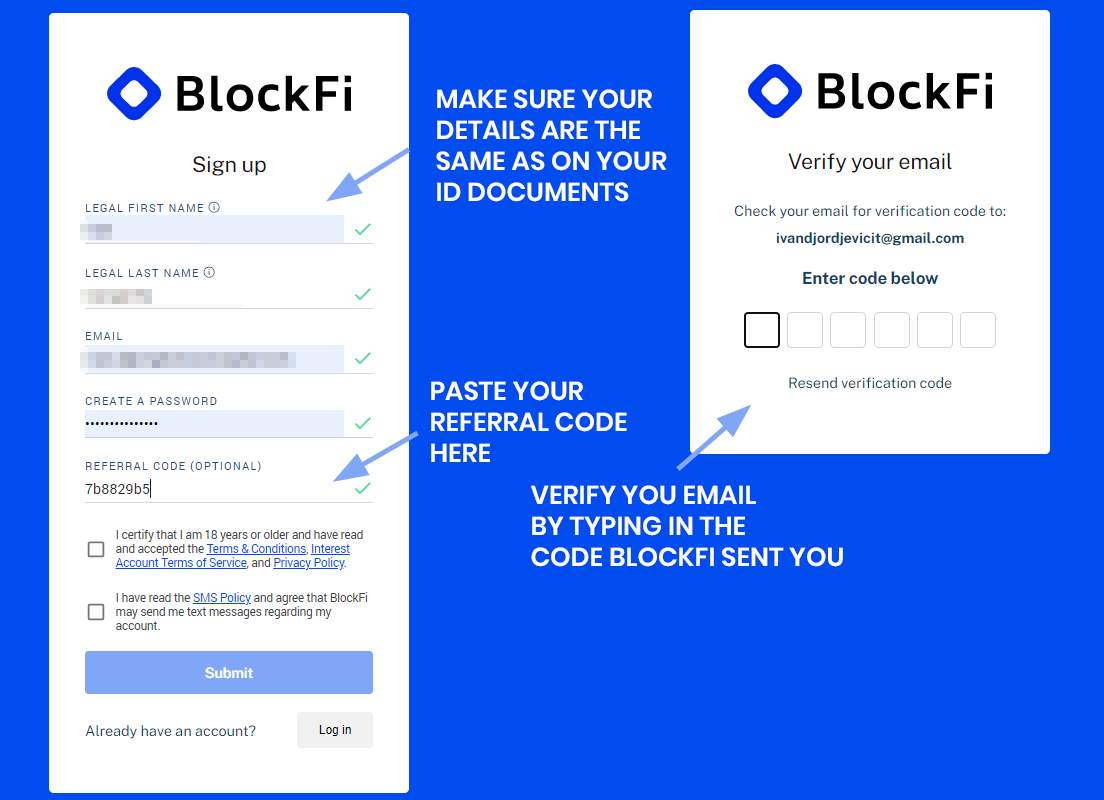 BlockFi Signup Steps
